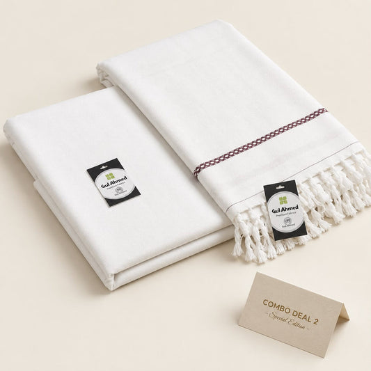 Shwal + Suit Gul Ahmad (White)