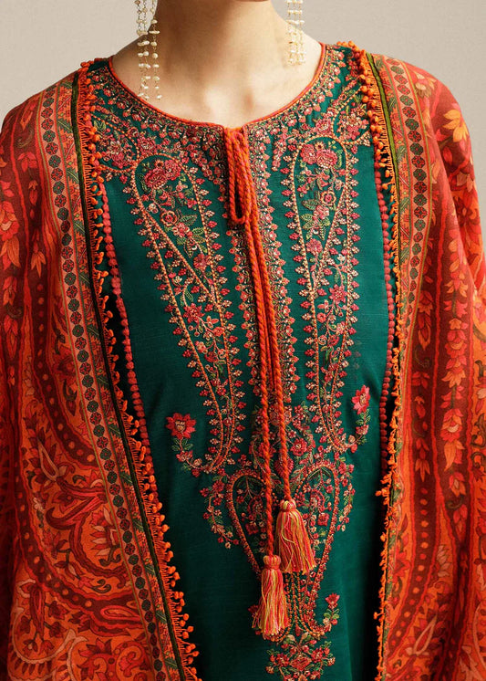 Hussain Rehar Unstitched Luxury Lawn Heavy Embroidered 3PC Suit