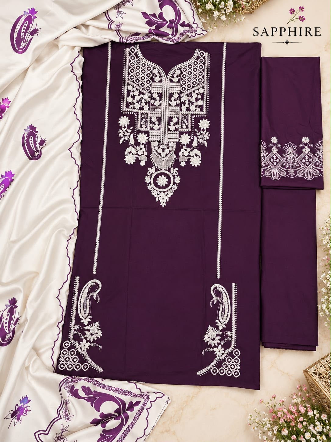 Dhanak 3PC – Heavy Embroidered Collection