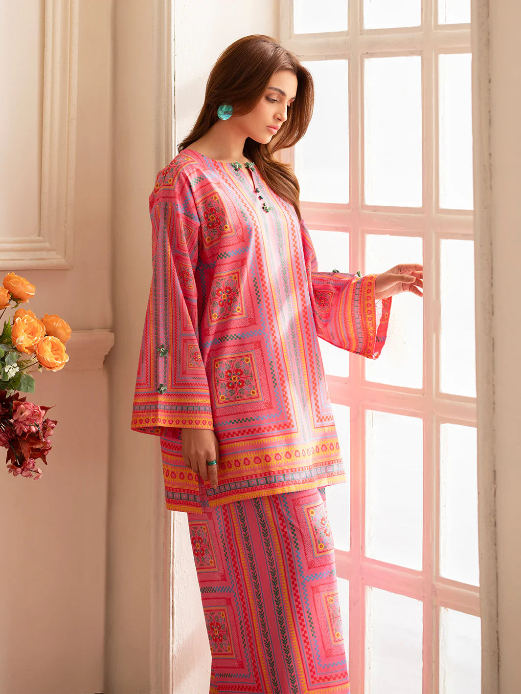 MAHNUR Digital Printed Co-Ords Set (Shirt & Trouser)