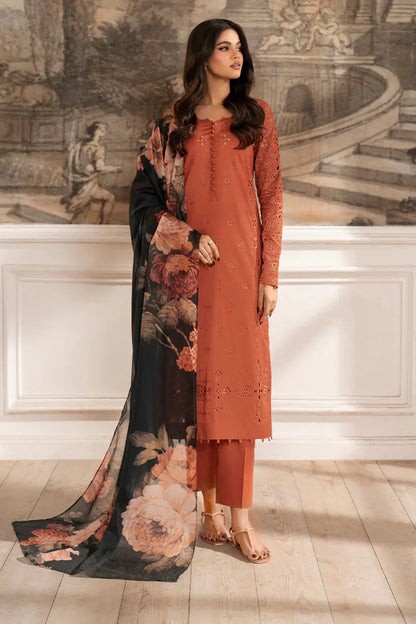 Iznik - 3Pc Unstitch Embroidered Dress Lawn Summer Season | Rusty