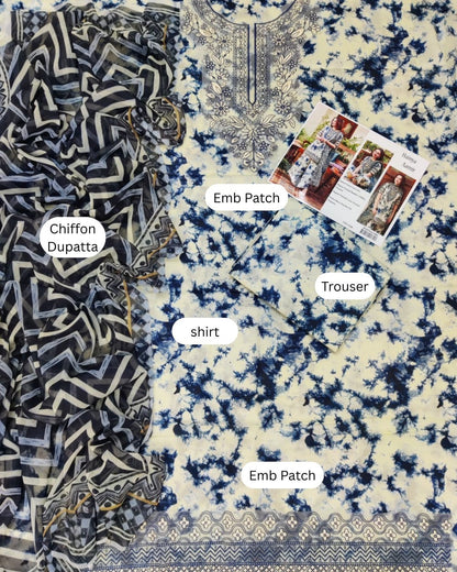 Sapphire 3 Piece - Embroidered Lawn  Suit